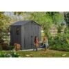 Keter-Darwin-6-x-6-FT-Spacious-and-Heavy-Duty-Outdoor-Storage-Shed-with-Floor,-Grey Keter Darwin 6x6 ft. Resin Outdoor Storage Shed With Floor for Patio Furniture and Tools, Graphite - 6x6 FT