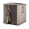 Keter-Factor-6x6-Foot-Large-Resin-Outdoor-Shed-with-Floor-Taupe-Brown (1) Keter Factor 6x6 ft. Resin Outdoor Storage Shed With Floor for Patio Furniture and Tools, Taupe Brown