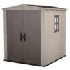 Keter-Factor-6x6-Foot-Large-Resin-Outdoor-Shed-with-Floor-Taupe-Brown Keter Factor 6x6 ft. Resin Outdoor Storage Shed With Floor for Patio Furniture and Tools, Taupe Brown