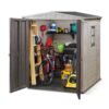 Keter-Factor-6x6-Foot-Large-Resin-Outdoor-Shed-with-Floor-Taupe-Brown (2) Keter Factor 6x6 ft. Resin Outdoor Storage Shed With Floor for Patio Furniture and Tools, Taupe Brown