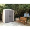 Keter Factor Large 6 x 3 ft. Resin Outdoor Storage Shed With Floor for Patio Furniture and Tools, Taupe Brown