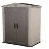 Keter Factor Large 6 x 3 ft. Resin Outdoor Storage Shed With Floor for Patio Furniture and Tools, Taupe Brown