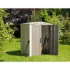 Keter Factor Large 6 x 3 ft. Resin Outdoor Storage Shed With Floor for Patio Furniture and Tools, Taupe Brown